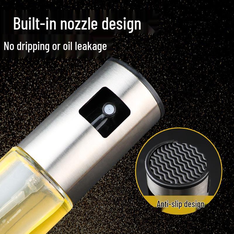Stainless Steel Glass Oil Sprayer Bottle - Leak-Proof and Scaled for Barbecue & Olive Oil