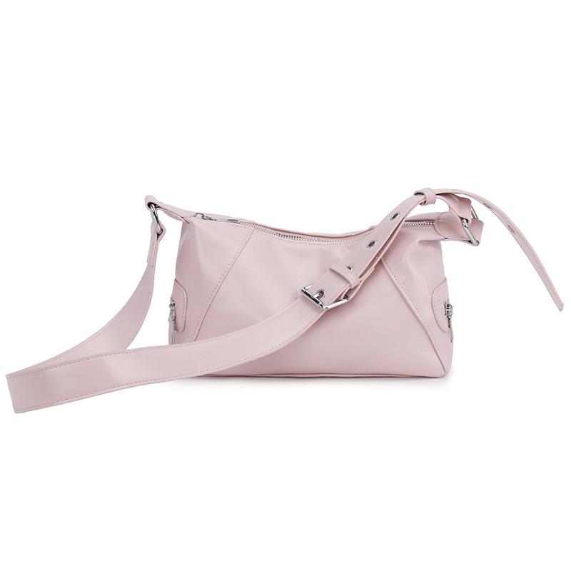 2025 New Personalized Spice Girl Style Simple Trendy Cool Solid Color Tote Bag Fashionable Versatile Commuter Soft Leather Messenger Bag Women