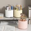 Rotating Makeup & Stationery Organizer: Large Capacity Brush, Cosmetic, Lipstick, Eyebrow Pencil Storage Box with Pen Holder.