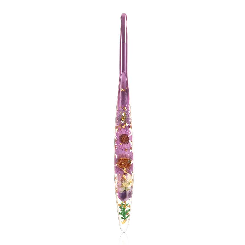Set of 9 Colored Anodized Aluminum Crochet Hooks with Creative Resin Handles and Exquisite Flower Design
