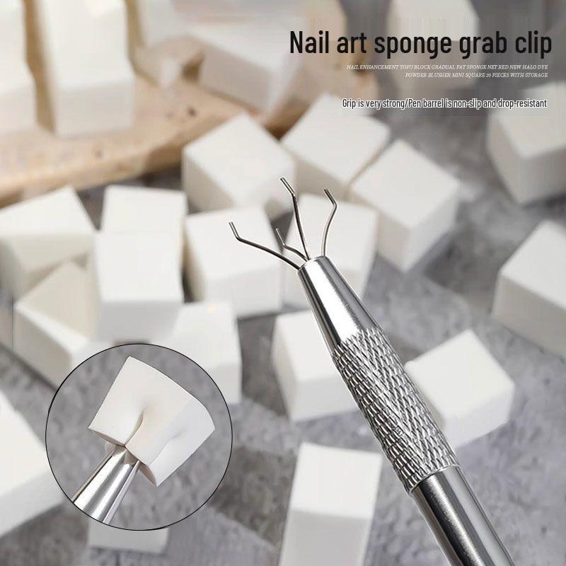 

Мини спонж для омбре и румян для нейл-арта с ручкой-скребком из нержавеющей стали