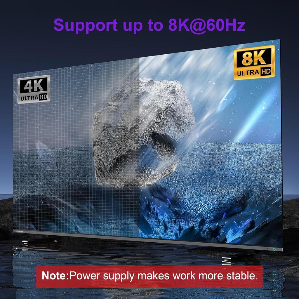 Bi Directional 8K USB C Switcher USB C Switch 2 in 1 Out / 1 in 2 Out - Type C KVM Switch Splitter for 8K@60Hz/4K@120Hz Video Transfer + 100W