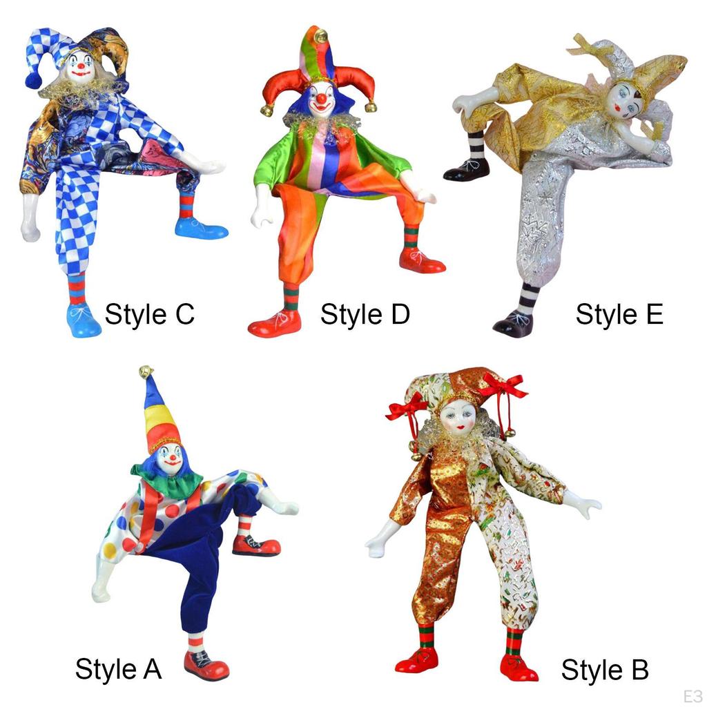 Clown Doll Figure Funny Harlequin Artware Valentine Gift Action Angle Model