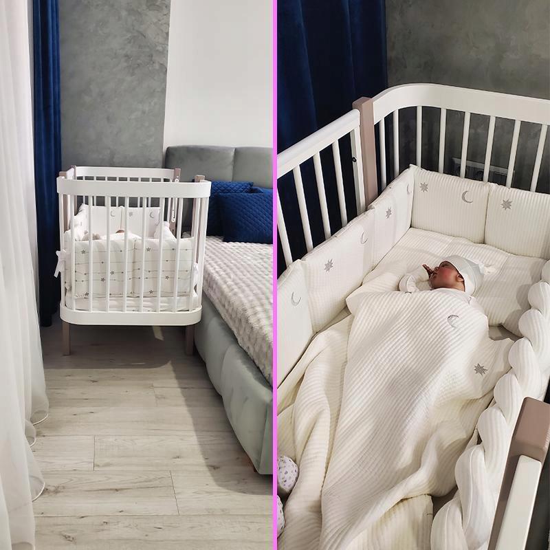 Babymouse Kotto Elin Wooden Baby Cot 120x60 Cm 2-in-1 Function