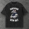 Unisex Gym Rat Pump Cover T Shirt Washed Black Workout Streetwear S-2XL