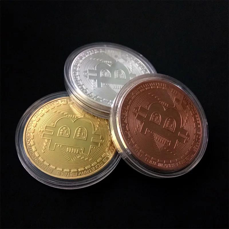 Ny Guldpläterad Bitcoin Mynt Samlarobjekt Konstsamling Gåva Fysisk minnesmynt Casascius Bit BTC Metall Antik Imitation