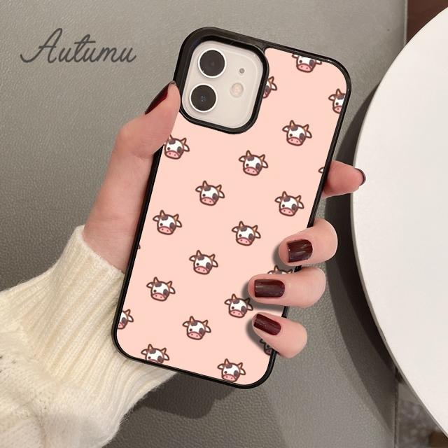 Animal Cute Cartoon Cow Phone Case for iPhone 11 12 13 14 Pro Max Mini X XR XS SE 2020 6S 7 8 Plus Samsung Galaxy S21 S22 Cover