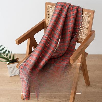 Wool Scarf Women's Winter High End Double Sided Plaid Scarf Warm Maillard Shawl
