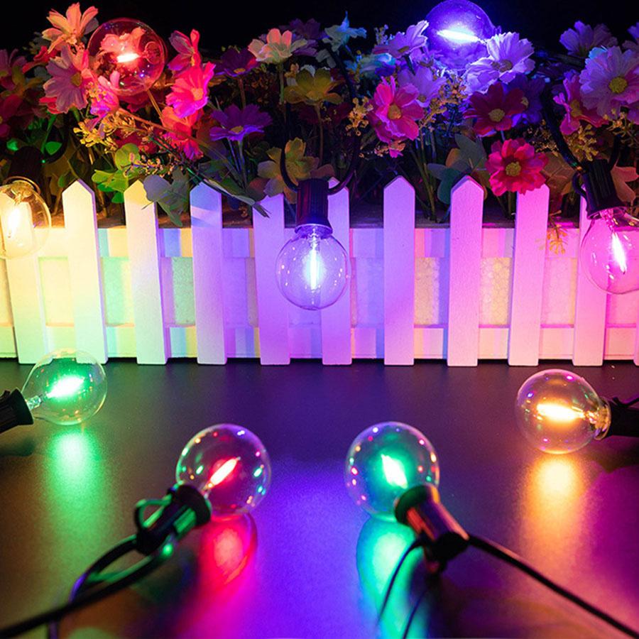20M 48 Colorful G40 Outdoor String Light E12 Festoon Street Wedding Christmas Garlands Globe Fairy Light Patio Backyard Decor