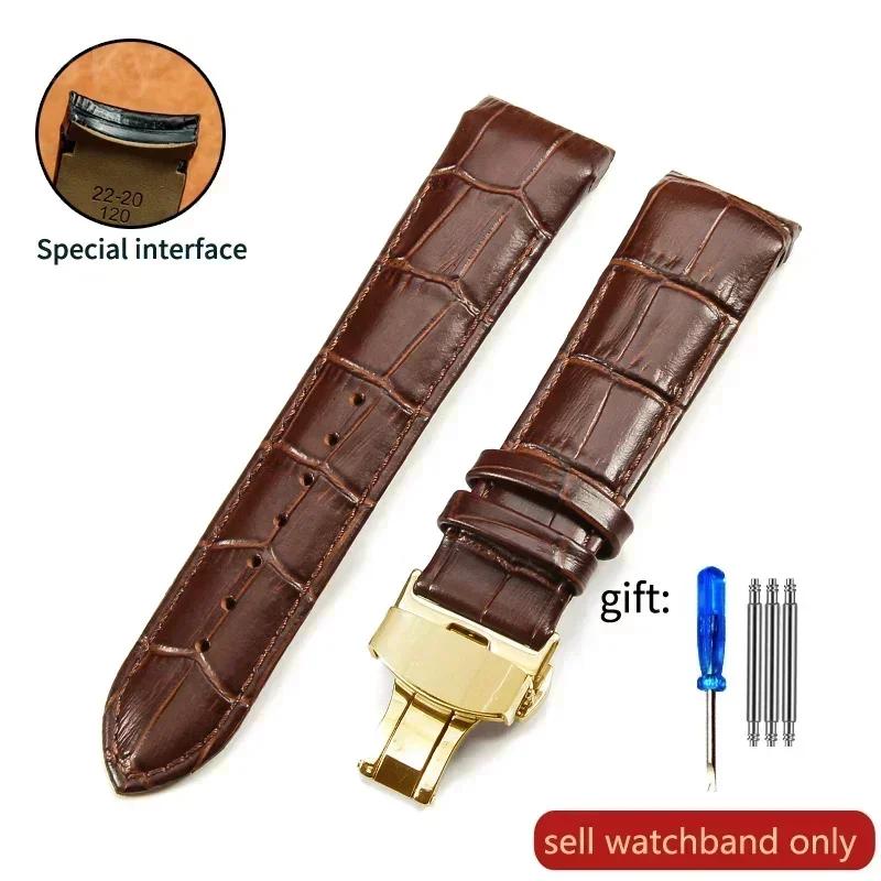 Calfskin Genuine Cow Leather Watchband Belt for Tissot T035 Watch Strap Bracelets Butterfly Buckle Replacement 22mm 23mm 24mm