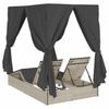 Double Sun Lounger Light Grey 205 X 129 X 200 Cm Poly Rattan