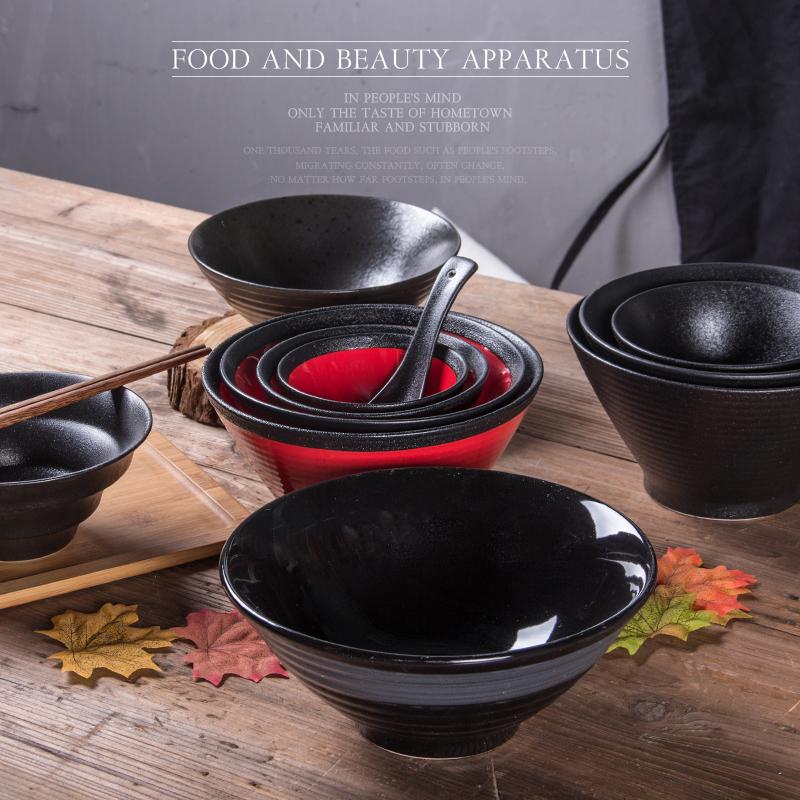 Cheap Japanese Style Ceramic Ramen Noodle Bowls Disposable Food Grade Dinnerware Bowl Set