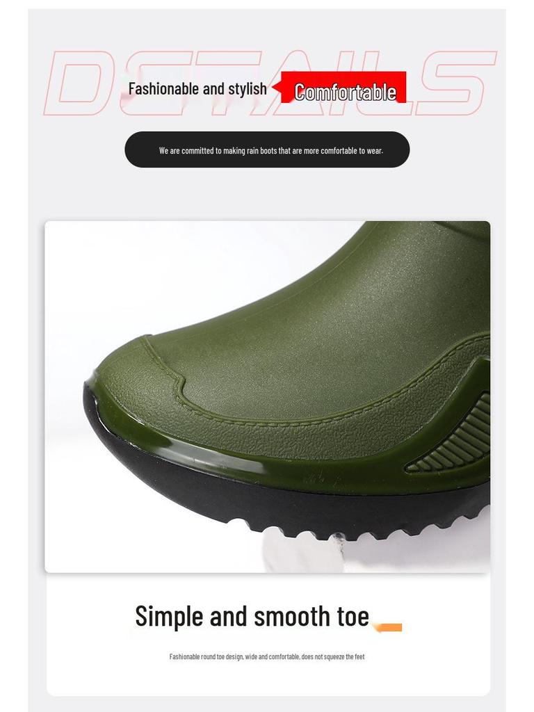 Trendy Men's Waterproof Rubber Rain Boots - Non-slip, Thickened, Sports Style  
