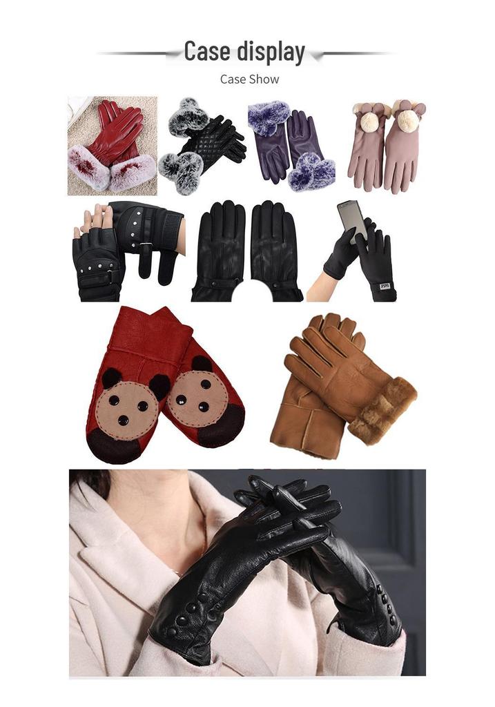 Women's Lambskin Leather Fur Winter Gloves with Hand-Muff - Cold Weather Protection.