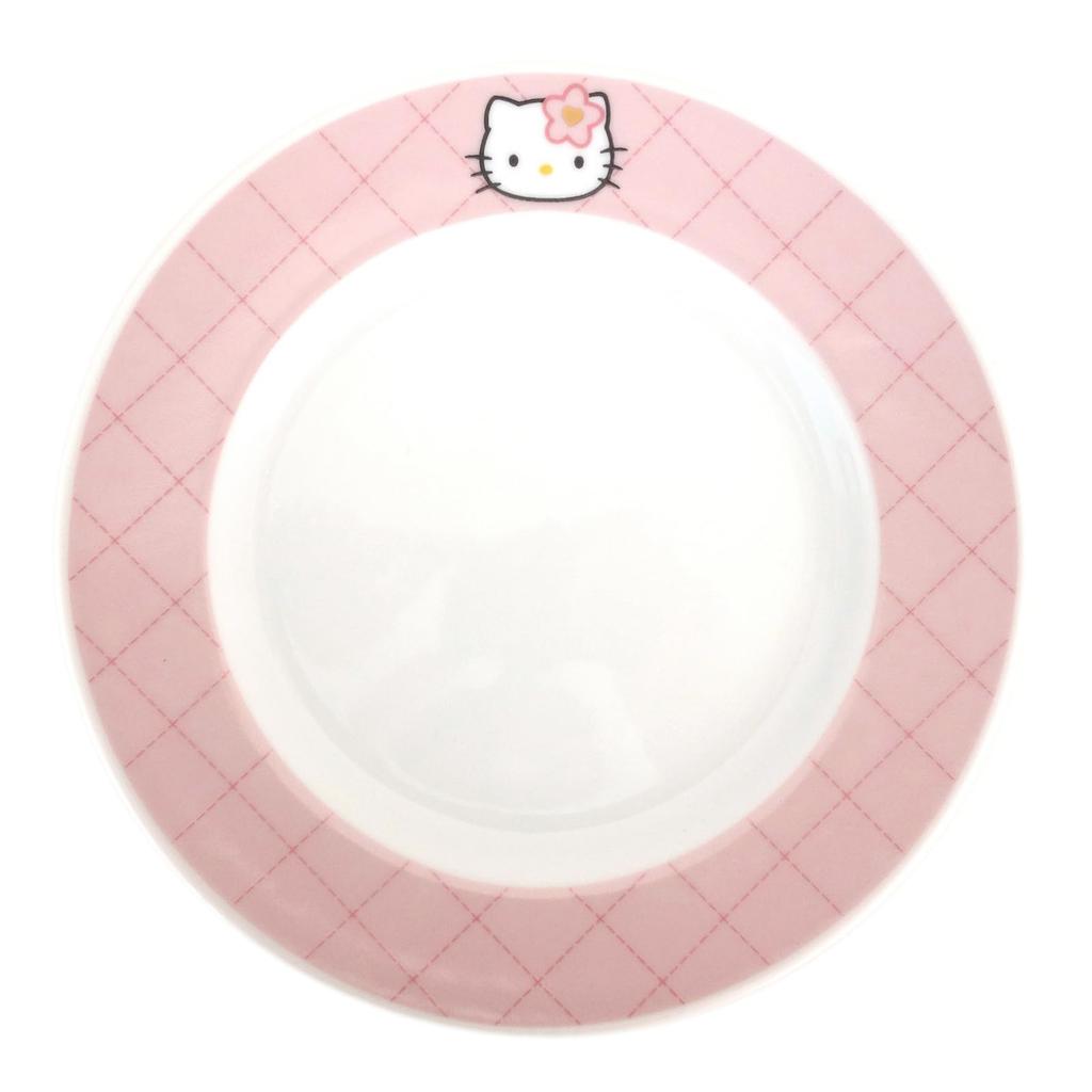 Sanrio Plate Design 19cm 50th Anniversary Quilted Design Pink Made In Japan 505132 "Hello Kitty"
