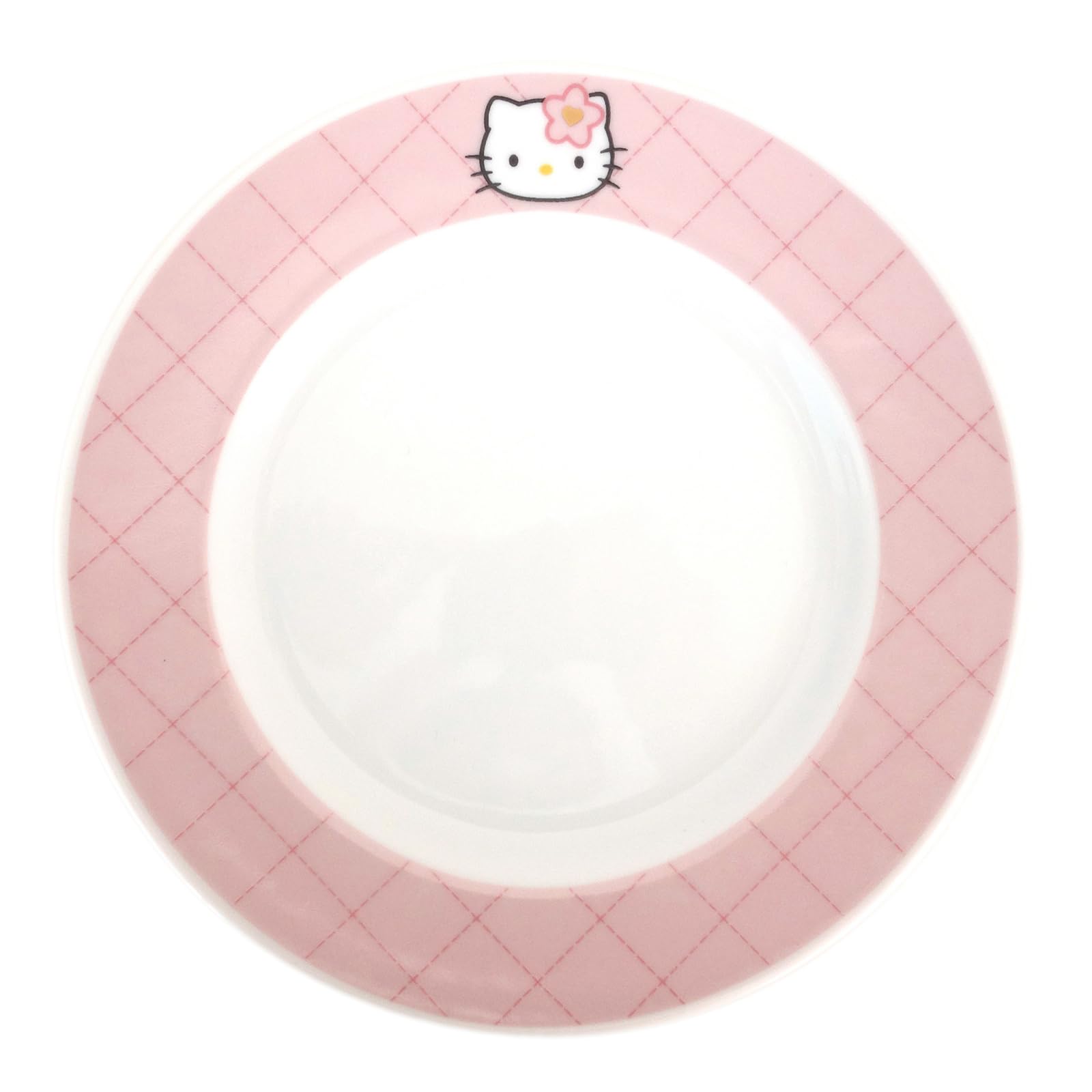 

Sanrio Hello Kitty 50th Anniversary Quilt Design Plate, 19cm, Pink, Made in Japan, 505132