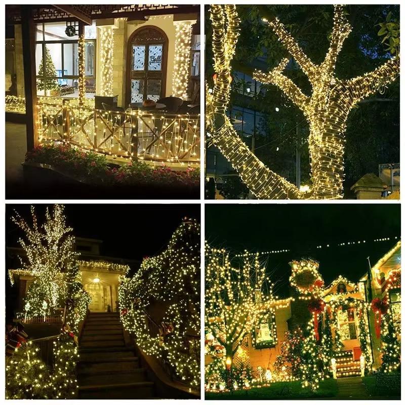 5/10M Solar LED String Lights with Remote Control 8 Modes Waterproof Fairy Garland for Outdoor Garden Wedding Party Christmas Decor