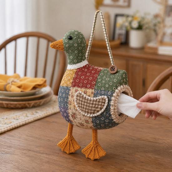 DIY Patchwork Tissue Box Cover Kit, Farm Animal Shape, Beginner-Friendly Sewing Material Set, Tissue Holder for Beginners Home Decor
