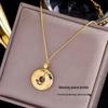 Gold-Plated Hundred Blessings Pendant Necklace - Lucky Bead & Safety Buckle Retro Chinese Style
