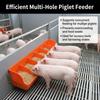 6 Grids Piglet Feeder Automatic Feeding Orange Red Leak-proof Plastic Trough for Farm Pig Raising