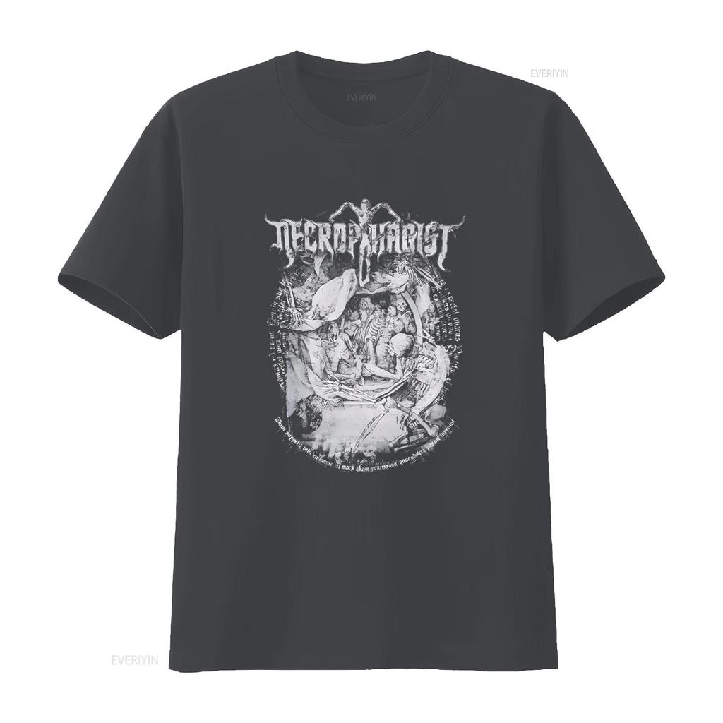 NECROPHAGIST Mors T Shirt Dark Art Design for Metal Fans Vintage Washed Top For Everyday Wear Designer Clothes Stretched