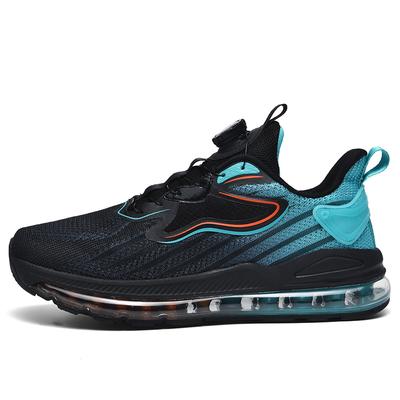 Rotating Button Mesh Sneakers for Men In Summer Youth Full-Length Air Cushion Shock-Absorbing Running Shoes