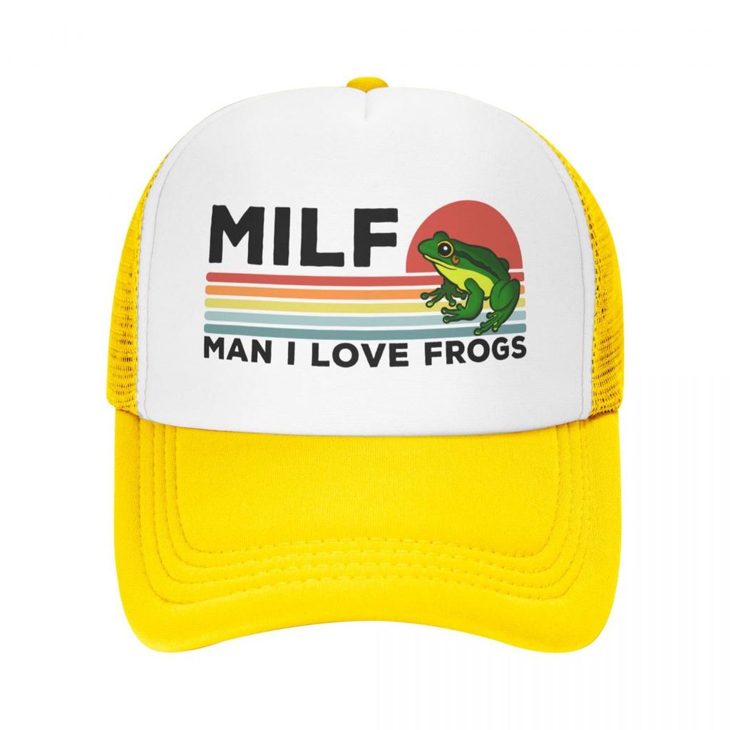 Spersonalizowany Milf Man kocham żaby czapka z daszkiem kobiety unisex regulowany LGBT Gay Pride czapka typu Trucker Streetwear czapki z daszkiem