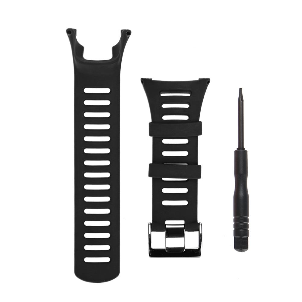 

Rubber Wristwatch Strap Watchband for Suunto Ambit1/2/3 Watch (Black Silver) білий