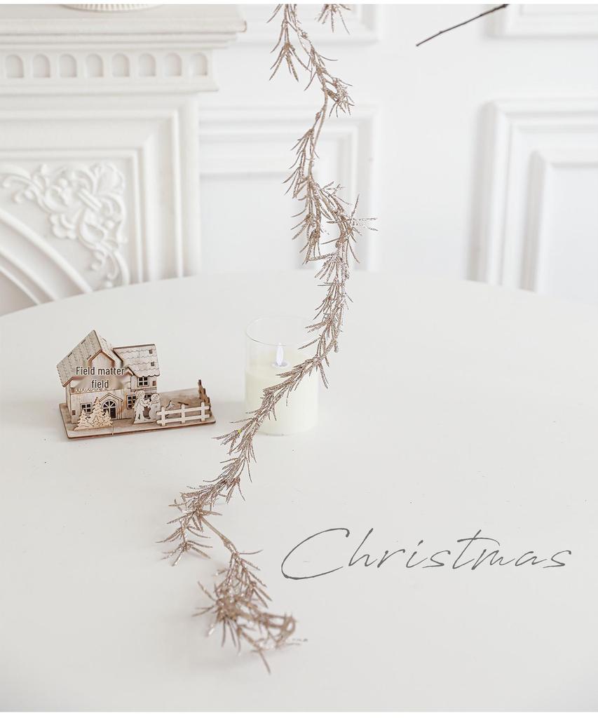 Christmas Vine & Branches: Champagne White & Gold Powder Tree Decor