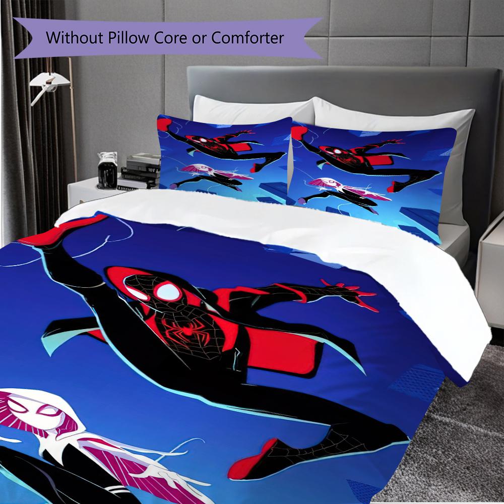 1PC Spider-Man pattern Bedding Quilt Set Quilt Cover Pillowcase Home Decoration Birthday Gift (1 * duvet cover + 2 * pillowcase, without core)