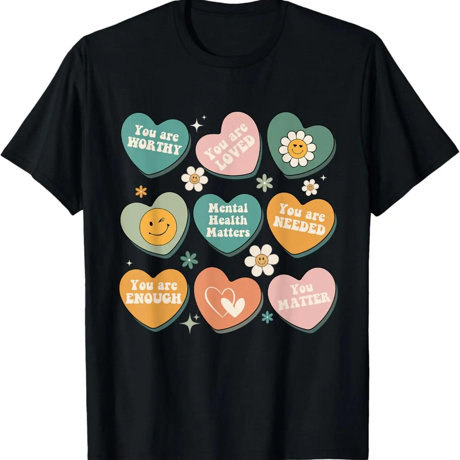 You Matter Kindness Be Kind Groovy Mental Health Matters T-Shirt S чёрный