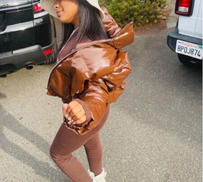 Women's Plus Size Padded Zipper Jacket - Shiny Cotton European Style, Multiple Colors, Same Day Shipping.