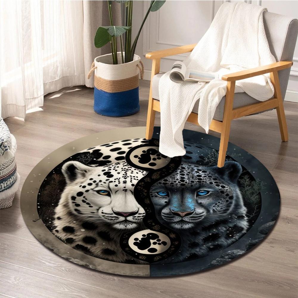 Cheetah Print Round Area Rug Non Slip Machine Washable Floor Mat Bedroom Living Room Nursery Decor Home Carpet