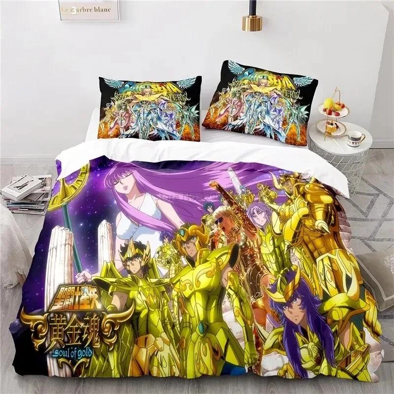 Anime Saint Seiya Bedding Set Duvet Cover Bedroom Comforter Covers Single Twin King Size Quilt Cover Home Textile 2-3PCS