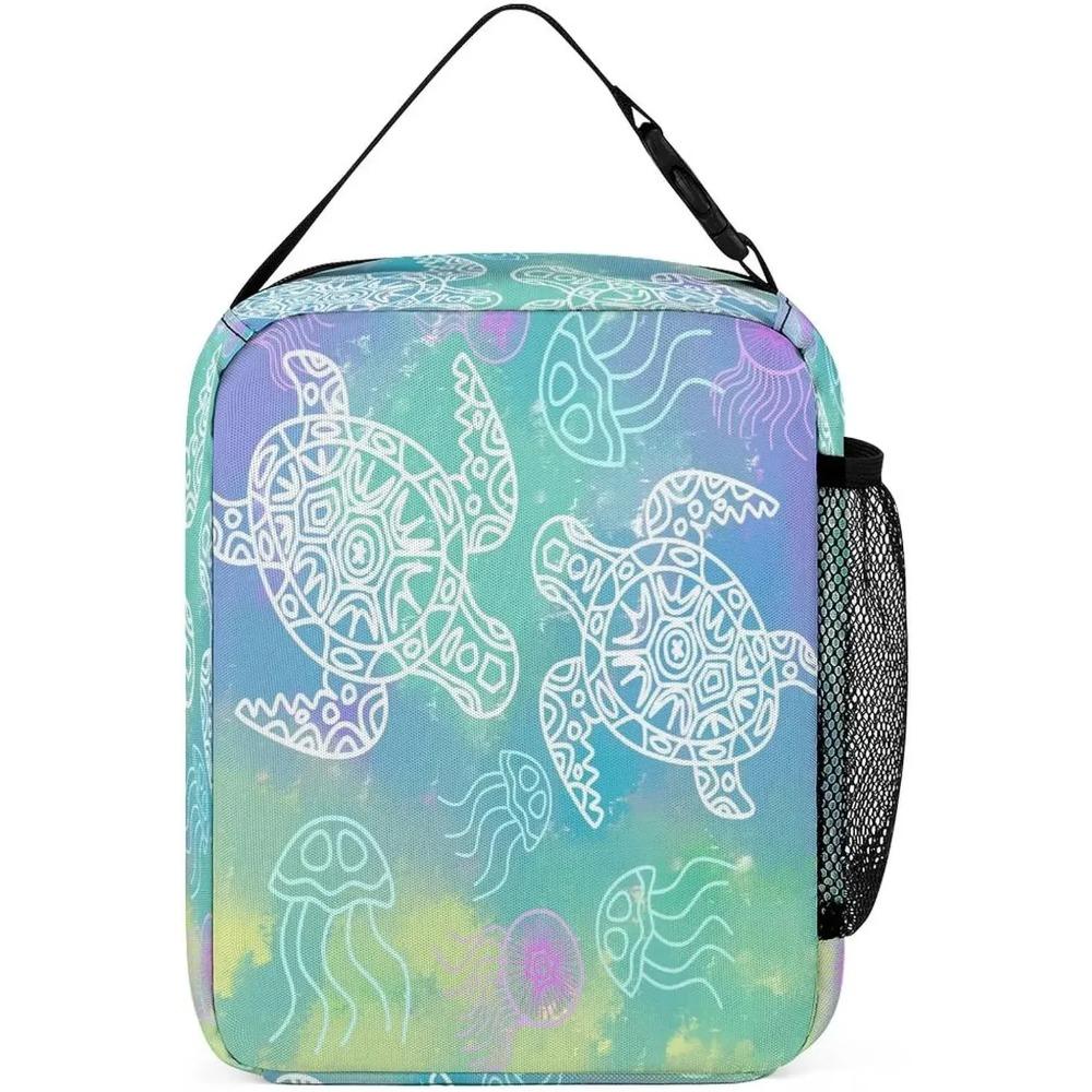 Sea Turtle Lunch Bag Insulated Lunch Bag Colorful Sea Animal Lunch Bag for Women Men Reusable Portable Lunchbox with Zipper