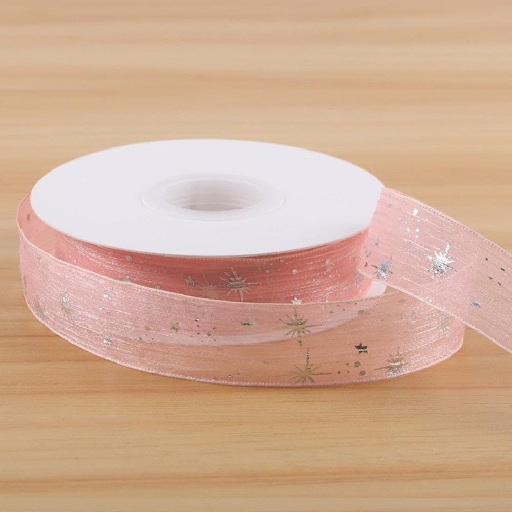 Kreatives 10 Yards Silber Sternband 2,5 cm Geschenkverpackung Sträuße Glitzer Schnee Band Glitzer Blume Verpackungsband