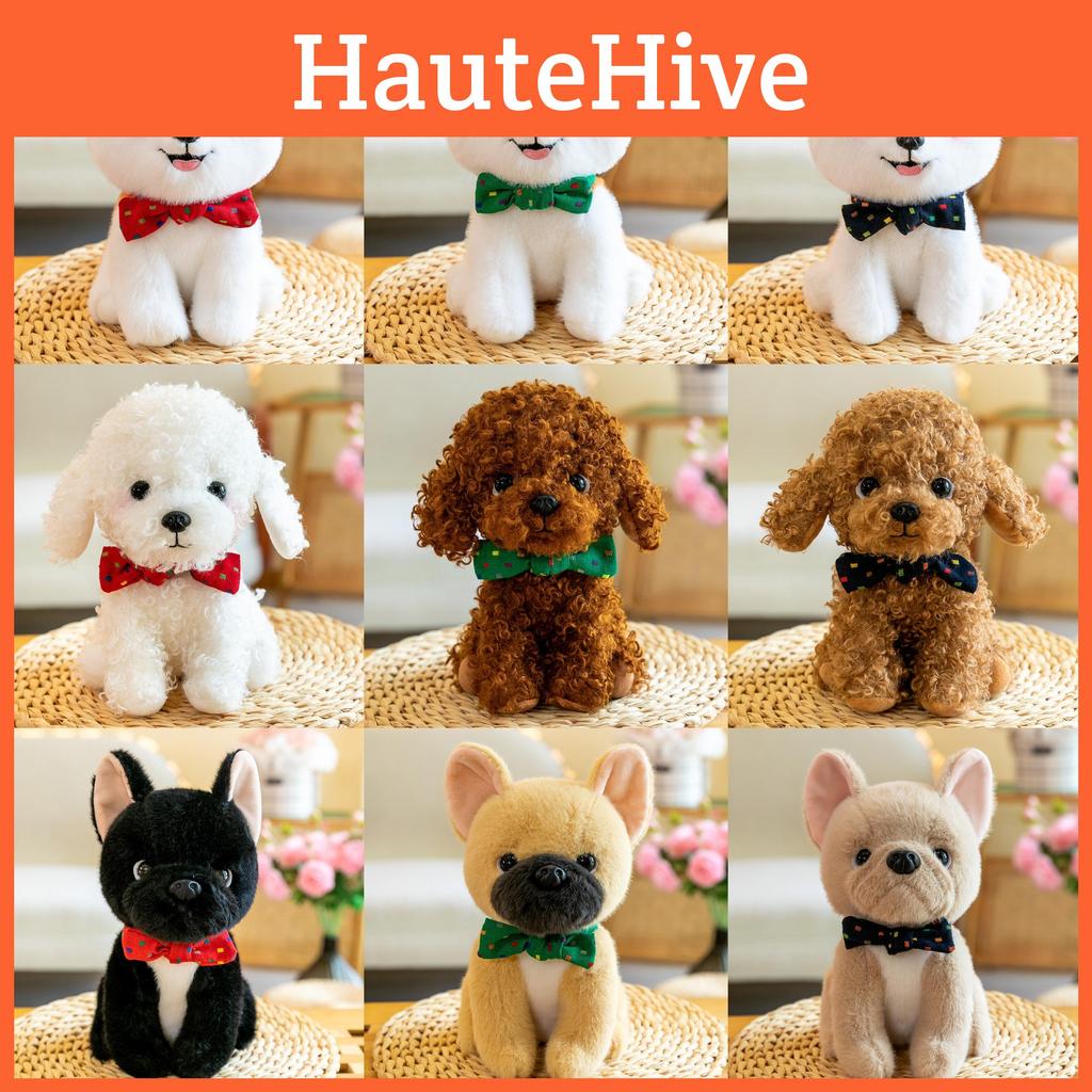 Plush Inu Shiba Toy With Green Bow Soft Stuffed Animal For Companion Children