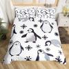 Fun Penguin Duvet Set Cartoon Penguin Children'S Bedding Set Cute Polar Animal Three-Piece Set