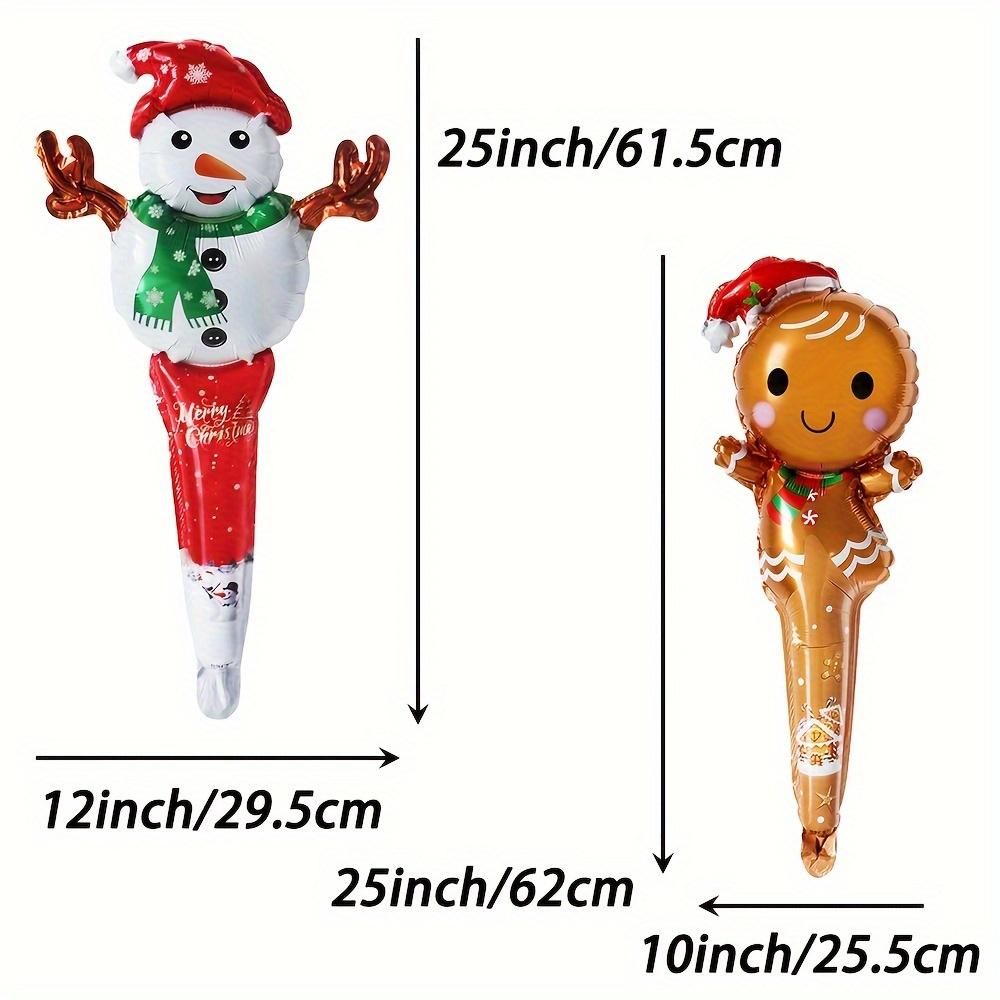 10-Pack Christmas Handheld Stick Aluminum Foil Balloons Suitable for Christmas Themed Party Decorations