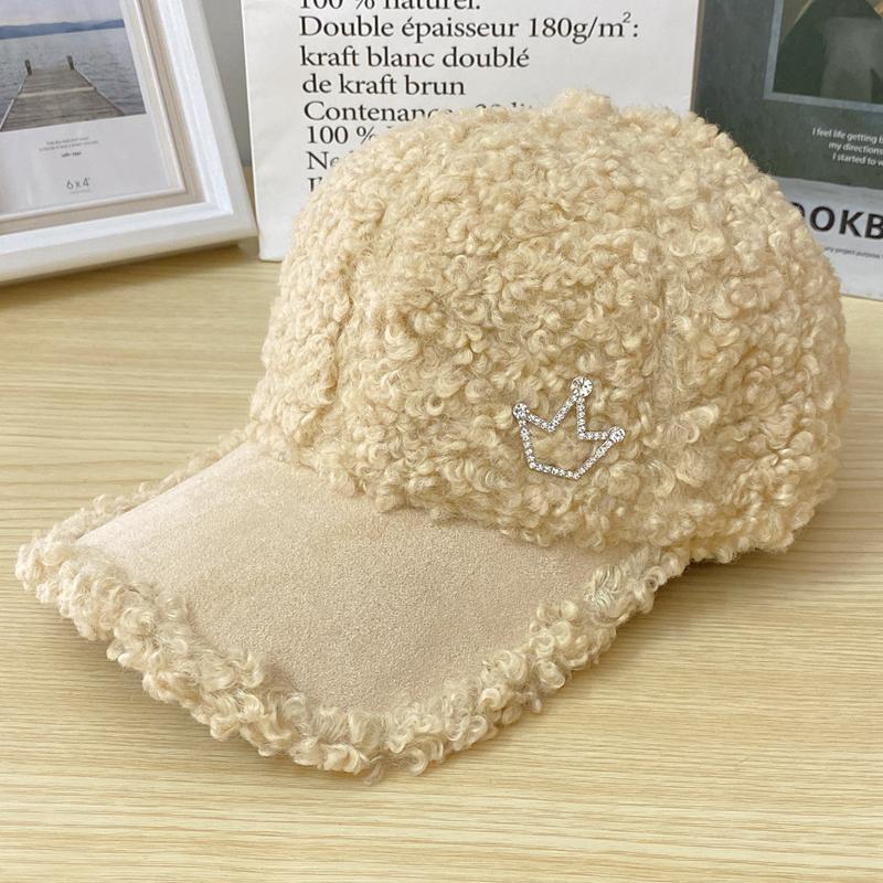 

Потовщена тепла шапка з овечої вовни Жіноча осінньо-зимова плюшева бейсболка Кепка Adjustable