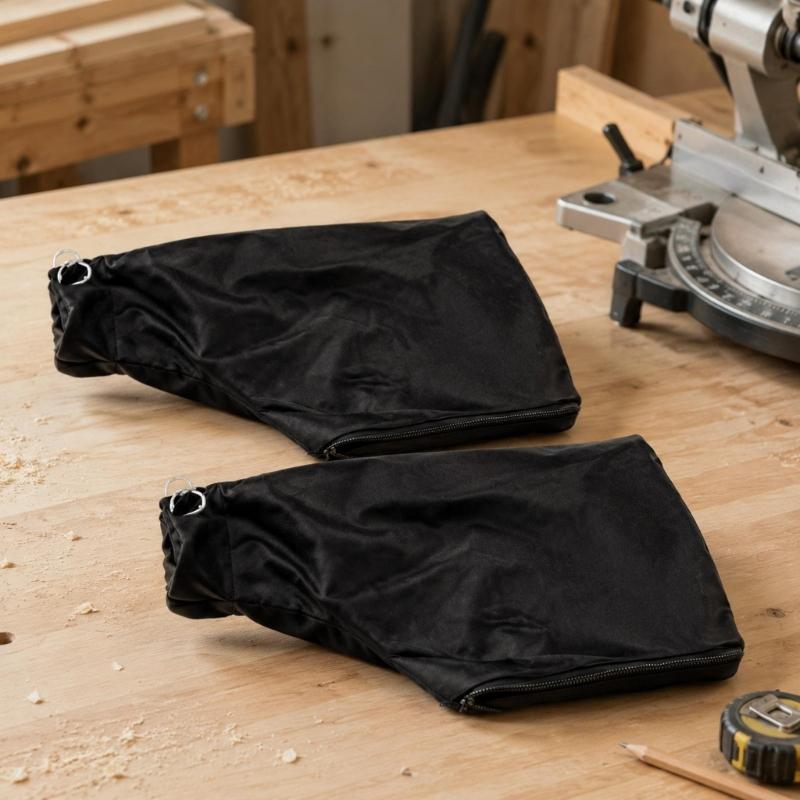 Miter Cutting Machine Dust Collection Bag, 2 Pack with Bottom Emptying Opening and Metal Hangers for Wood and Aluminum Cutting Debris Disposal