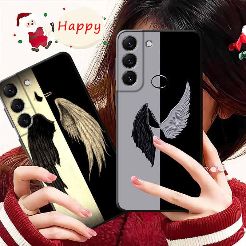 Telefon Shell Für Samsung Galaxy S23 S22 S21 S20 Fe Ultra S10 S9 S8 Plus Hinweis 20ultra 10plus Fall Abdeckung mädchen Engel Und Dämon Flügel