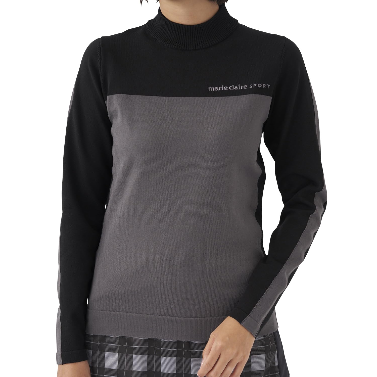 

Marie Claire Lightweight Mock Neck Long Sleeve Knit Black Women s Two-Tone 733731, чёрный