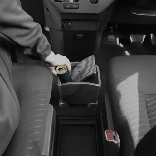 CARMATE Car Trash Can with Lid [Includes Supporter To Prevent Falling] Carbon Style Black Made In Japan DZ572