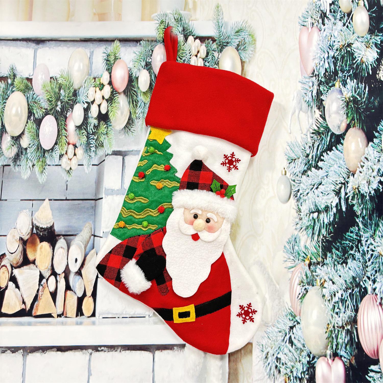 Snowman Christmas Stocking Gift Bag: Festive Old Man Pattern Decoration Pendant