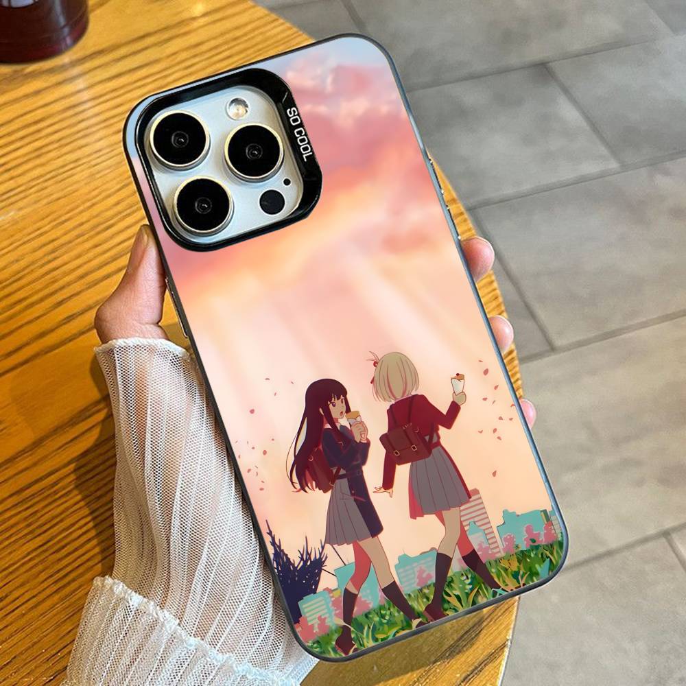 

L-Lycoris DA Chisato x Takina Phone Case For iPhone 16 17 15 14 12 13 Pro Max Black Candy Matte Shockproof Cover iPhone16se4