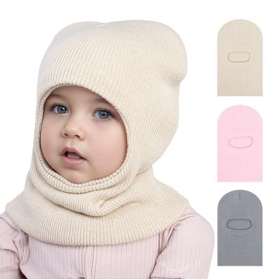 Winter Baby Balaclava Hat Warm Knitted Woolen Beanie Cap Scarf One-Piece Kids Ear Protection Hat Toddler Neckerchief Bonnet 1-7Y