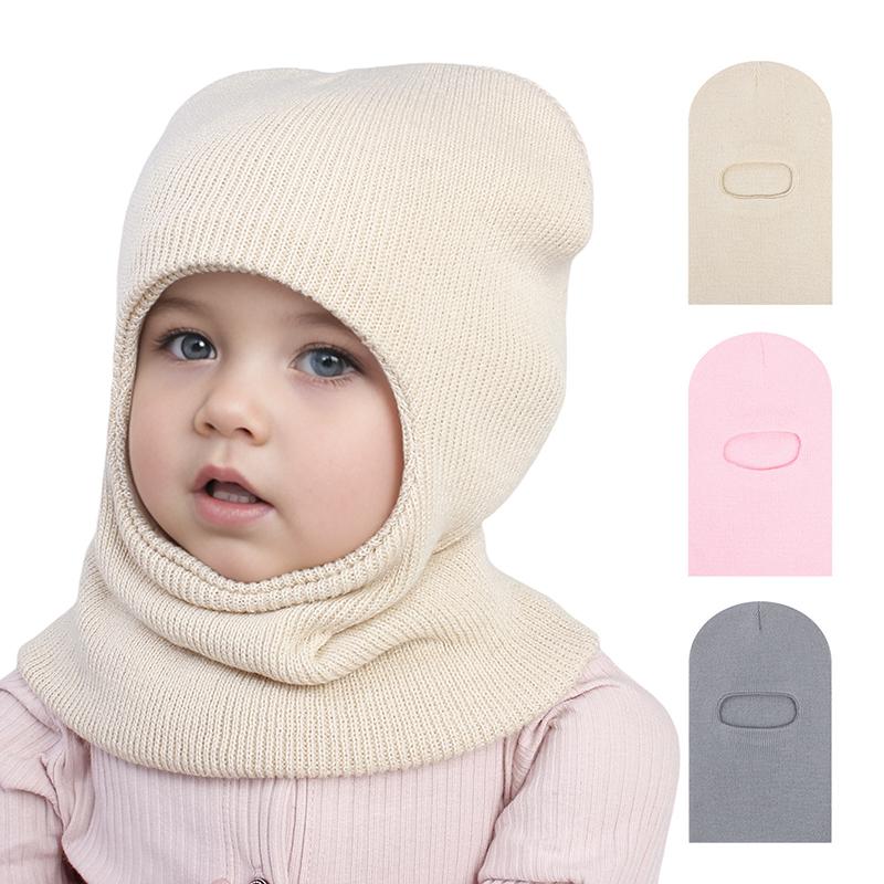 Bonnet Cagoule Bébé Hiver Chaud Tricoté Laine Bonnet Écharpe Une Pièce Enfants Chapeau Protection Oreilles Tout-Petit Tour de Cou Bonnet 1-7A
