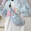 Adorable Nylon Crossbody Chest Bag Lightweight Summer Sling Bag For Kids Pink With Charm