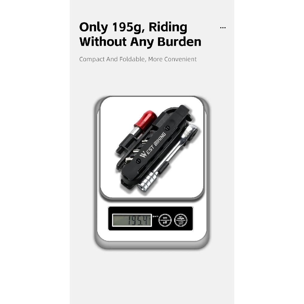 WEST BIKING Portable Ratchet Wrench Kit Multifunction Bicycle Tools 14 In 1 Multitool Set Tyre Lever MTB Road Bike Gadgets